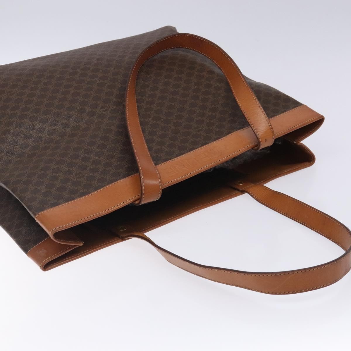 Celine Vintage Macadam Handbag Leather, BROWN, PVC,Leather,Canvas, Handbag