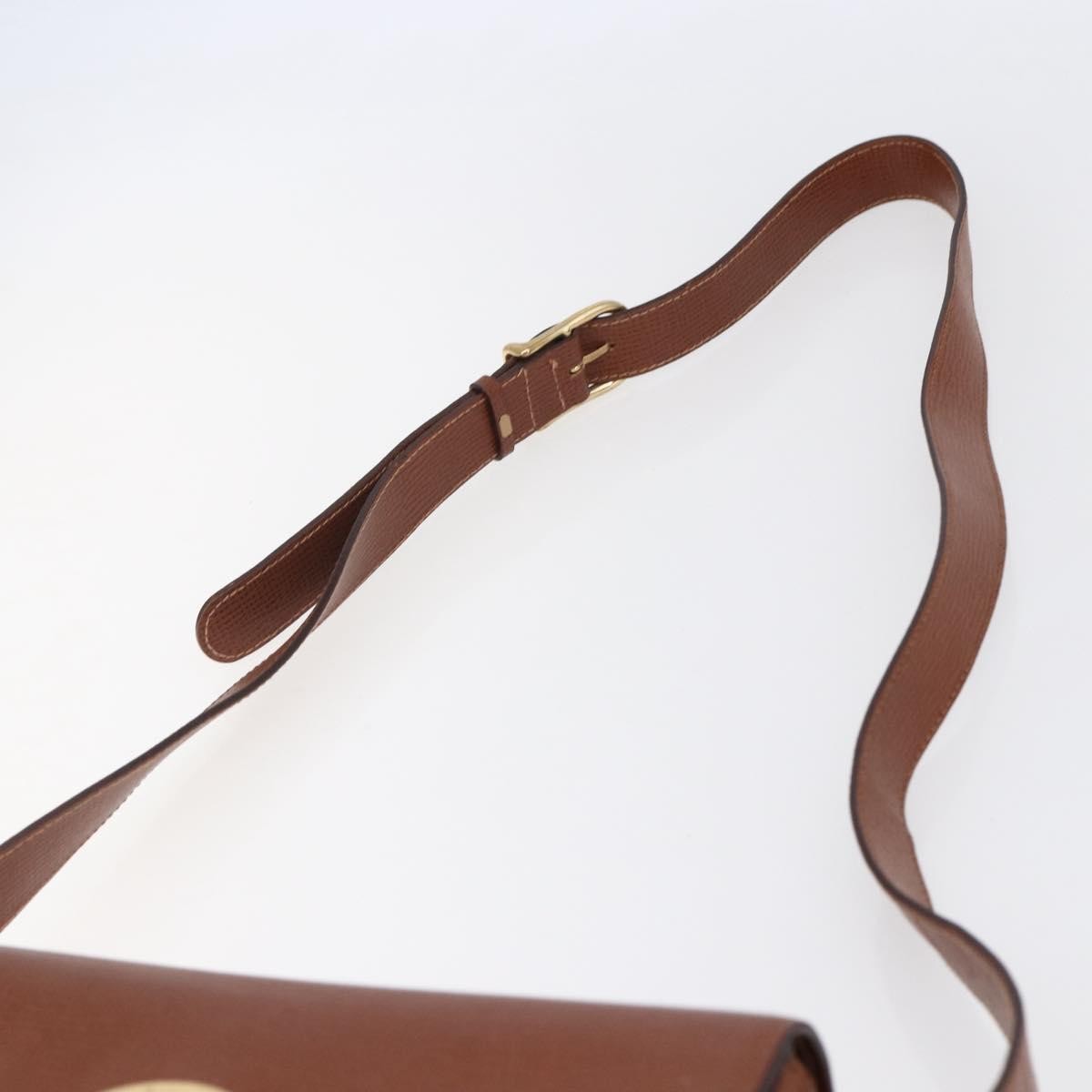 Celine Circle logo Leather, BROWN, LEATHER, Handbag