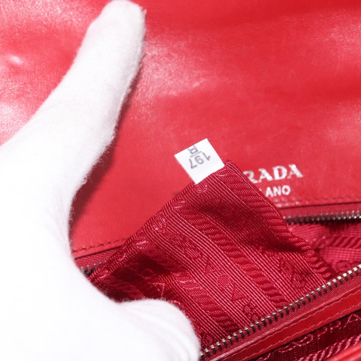 Prada Gaufre Chain Flap Shoulder Bag Nappa Leather, RED, LEATHER, Shoulder bag