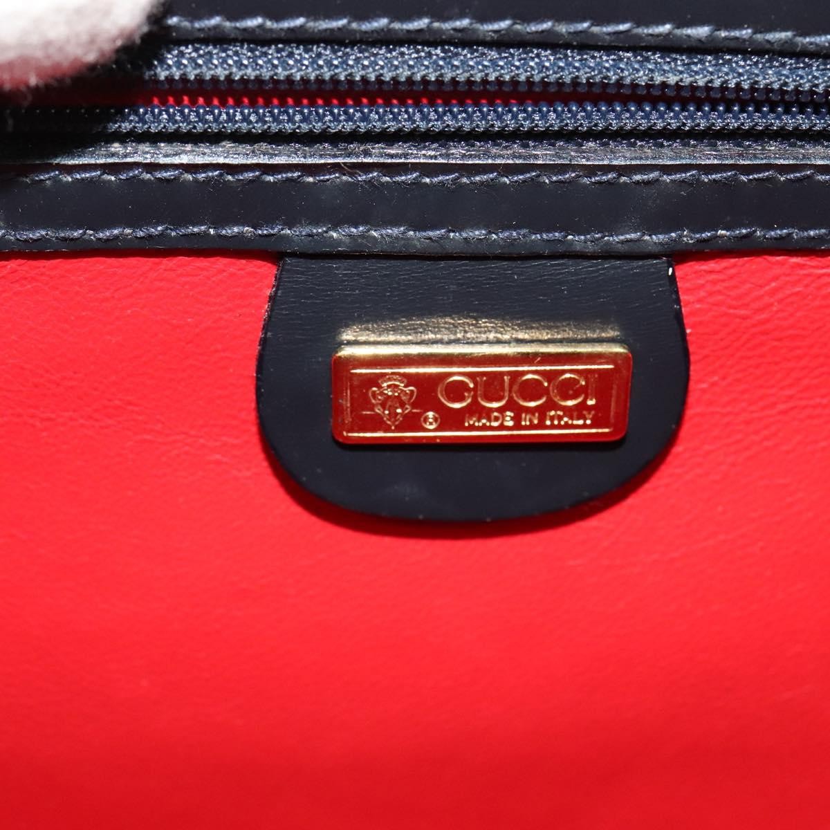 Gucci Vintage Flap Crossbody Bag Leather, NAVY, LEATHER, Shoulder bag