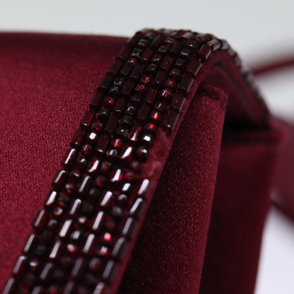 Chanel Flap shoulder Bag Satin, RED, SATIN, Shoulder bag