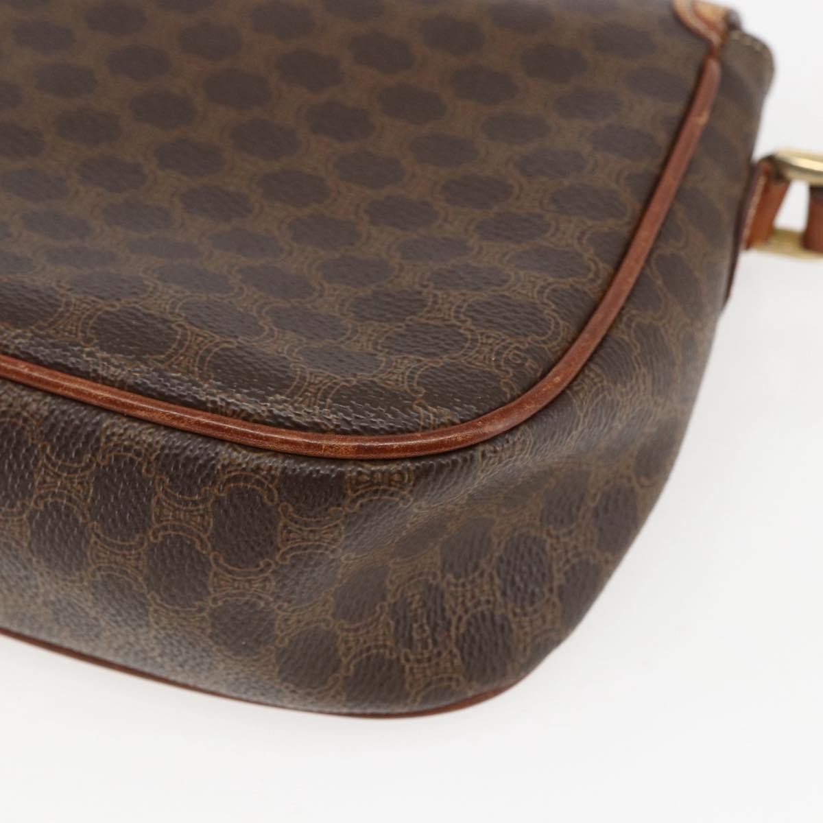 Celine Vintage Macadam Shoulder Bag Canvas and Leather, BROWN, CANVAS, Shoulder bag