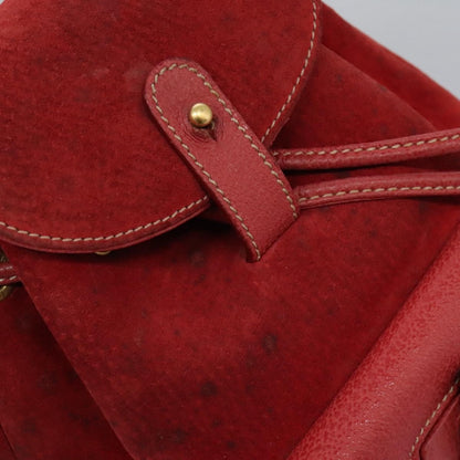 Gucci Vintage Bamboo Backpack Suede, RED, SUEDE, Backpack