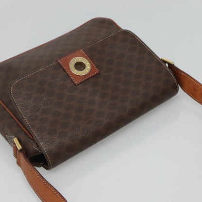 Celine Vintage Macadam Shoulder Bag Canvas and Leather, BROWN, CANVAS, Shoulder bag