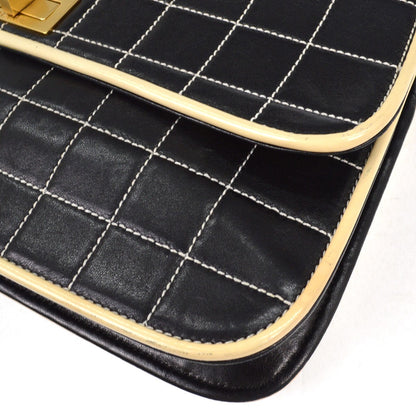 Chanel Chocolate Bar Mademoiselle Flap Bag Quilted Leather, BLACK, LEATHER, Shoulder bag