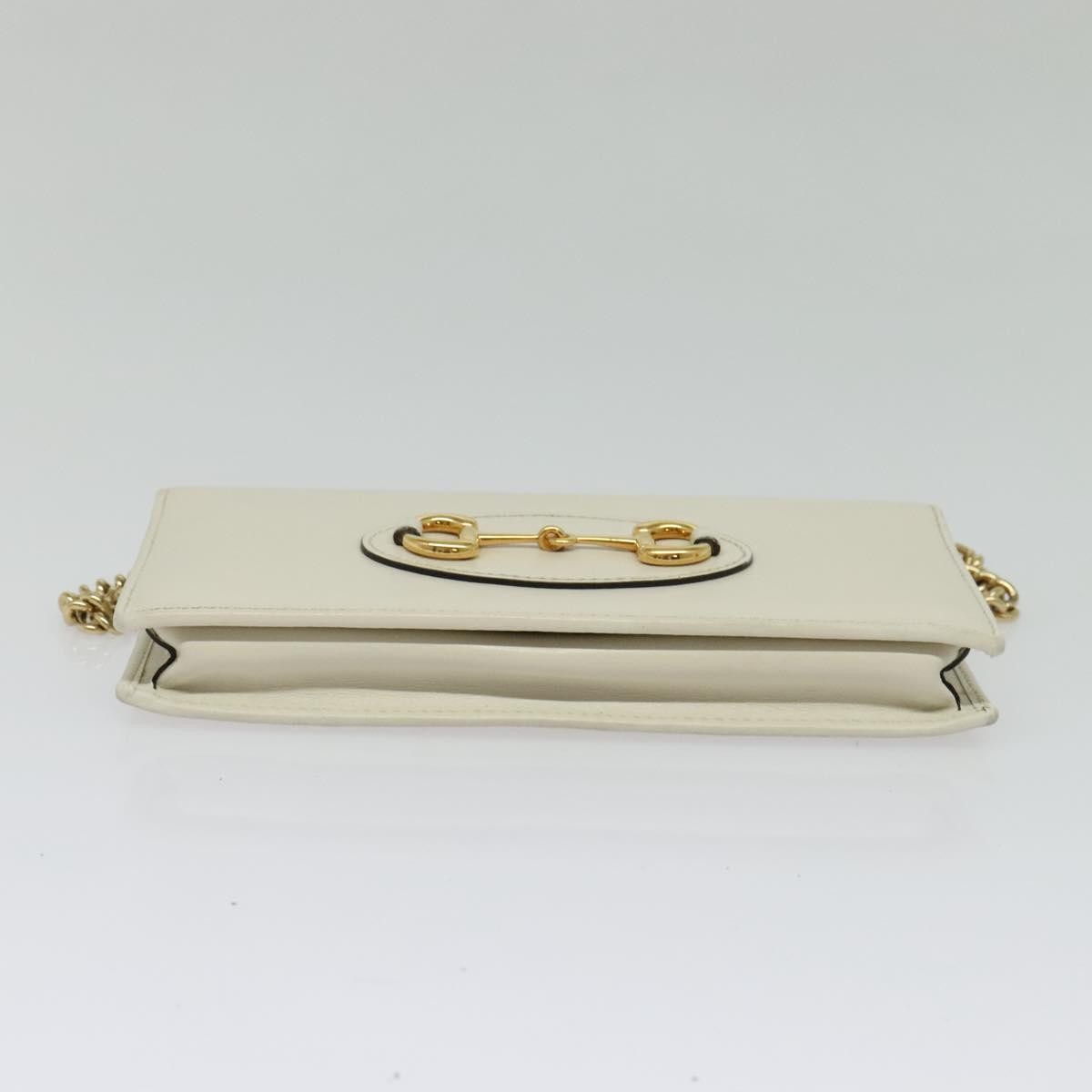 Gucci Horsebit 1955 Chain Wallet Leather, WHITE, LEATHER, Wallets