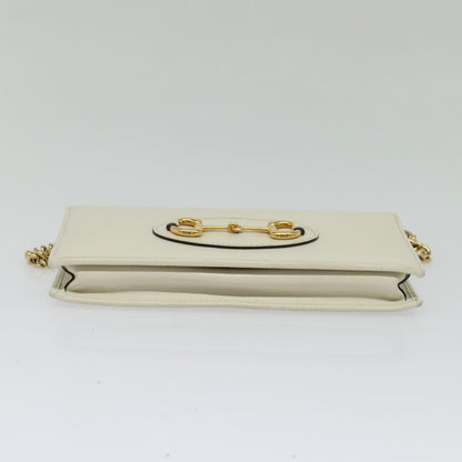 Gucci Horsebit 1955 Chain Wallet Leather, WHITE, LEATHER, Wallets