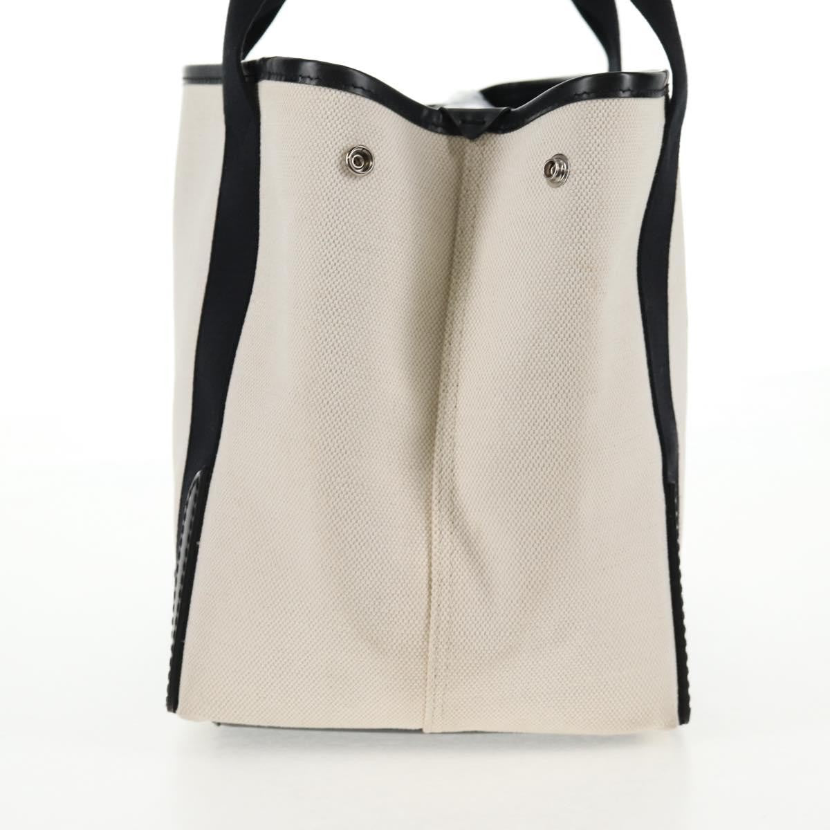 Balenciaga Navy Cabas Canvas with Leather, WHITE, CANVAS, Tote bag