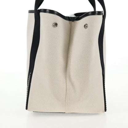 Balenciaga Navy Cabas Canvas with Leather, WHITE, CANVAS, Tote bag