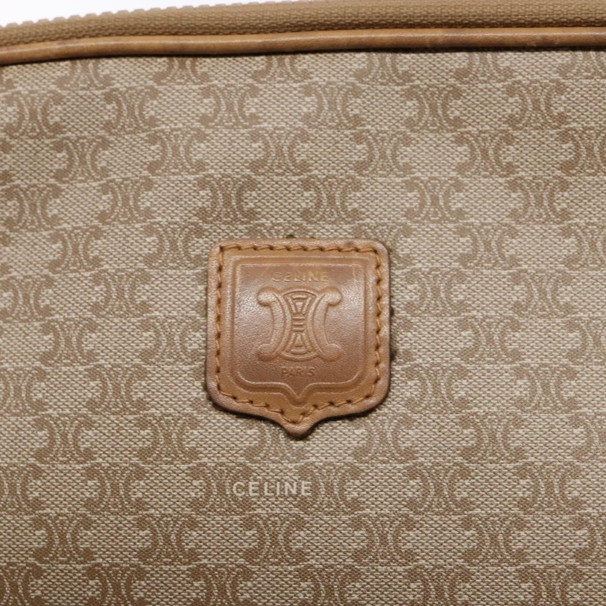 Celine Vintage Macadam Shoulder Bag Canvas and Leather, BEIGE, CANVAS, Shoulder bag