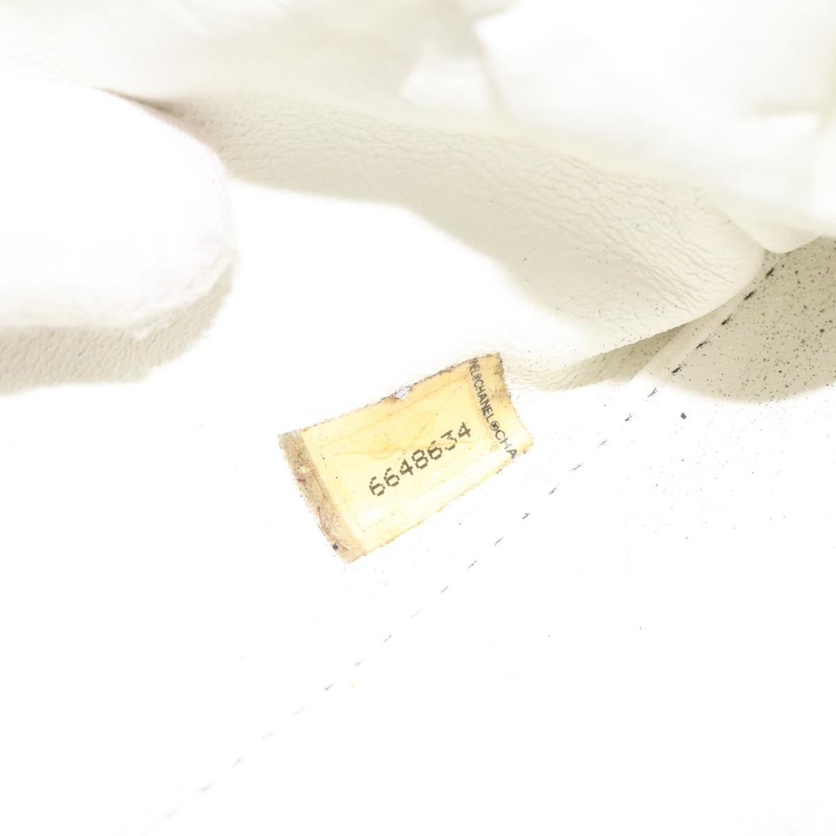 Chanel Vintage Logo Bowler Bag Quilted Canvas, WHITE, CANVAS, Handbag