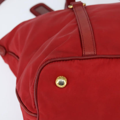 Prada Convertible Logo Tote Tessuto and Leather, RED, NYLON, Tote bag