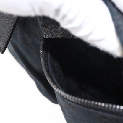 Gucci Vintage Double Belt Bag GG Canvas with Leather, BLACK, CANVAS, Clutche & pouche