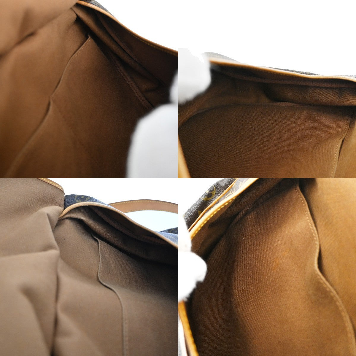 Louis Vuitton Saumur Handbag Monogram Canvas, BROWN, LEATHER, Shoulder bag