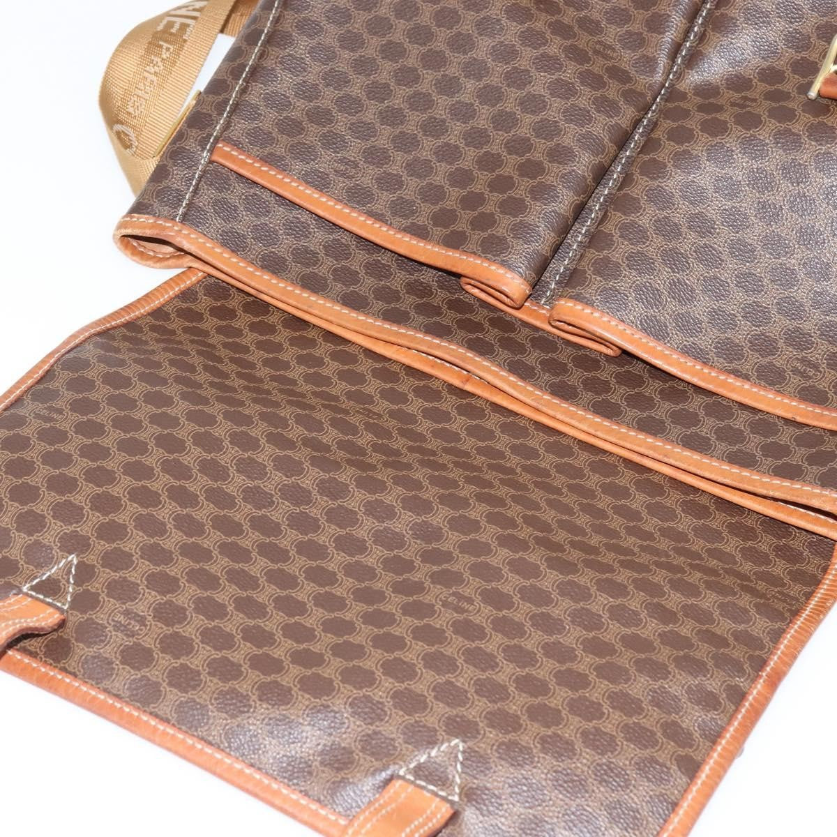 Celine Vintage Macadam Shoulder Bag Canvas and Leather, BROWN, CANVAS, Shoulder bag