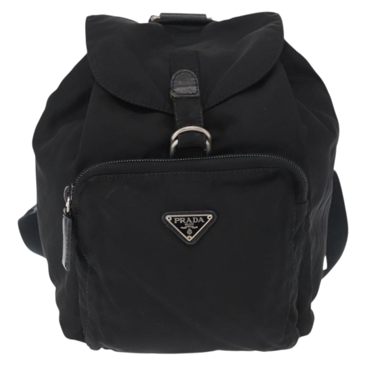 Prada Front Pocket Backpack Tessuto, BLACK, NYLON, Backpack
