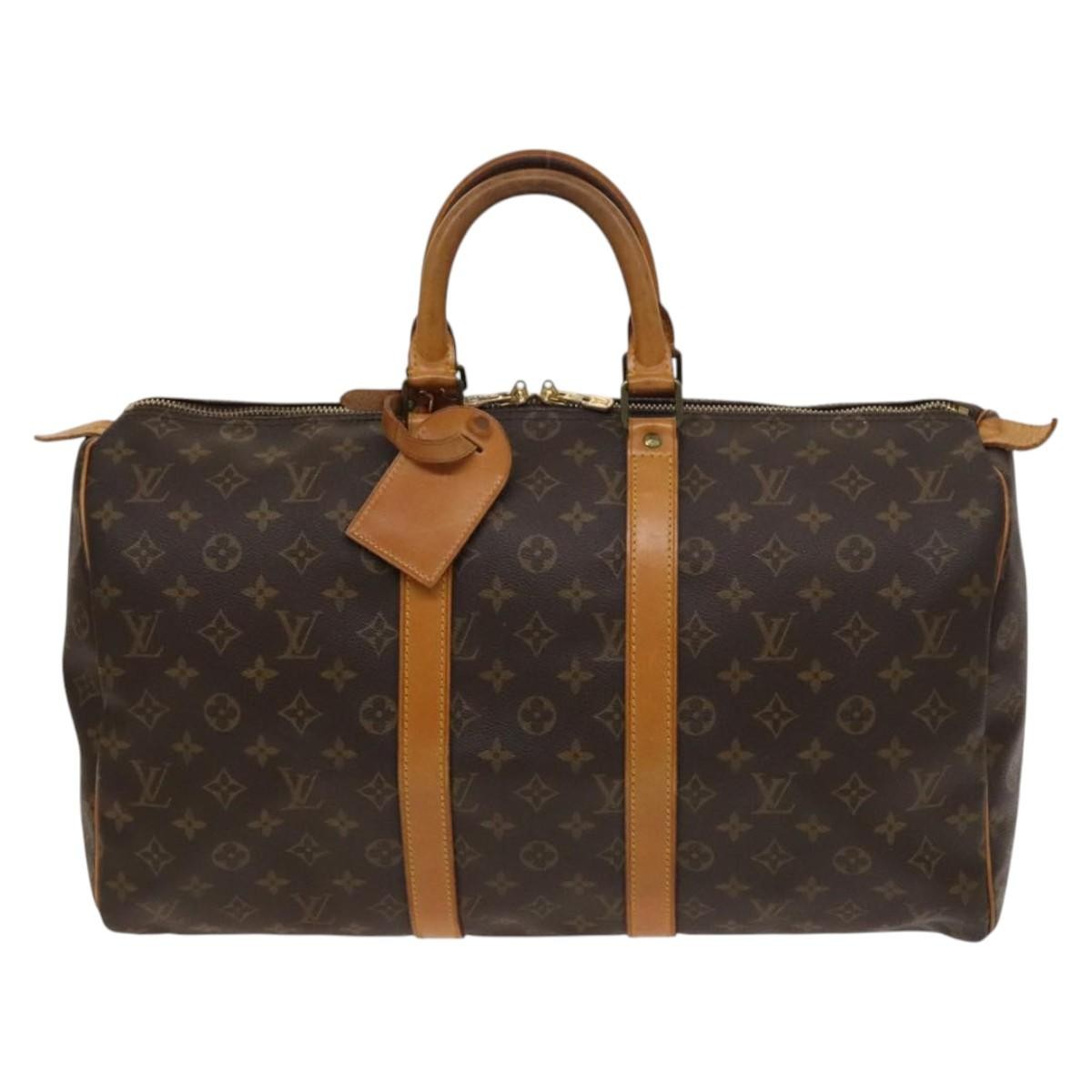 Louis Vuitton Keepall Bag Monogram Canvas, BROWN, CANVAS, Travel bag