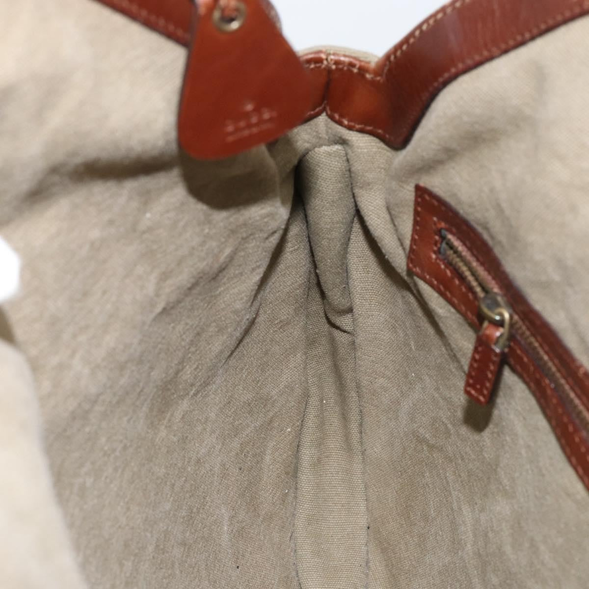 Gucci Vintage Bamboo Hobo Canvas, BEIGE, CANVAS, Handbag