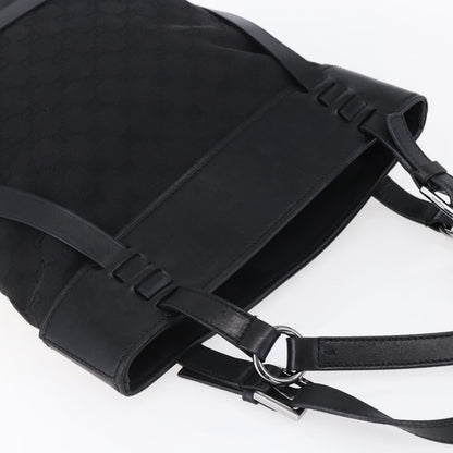 Gucci Vintage Harness Tote GG Canvas with Leather, BLACK, CANVAS, Tote bag