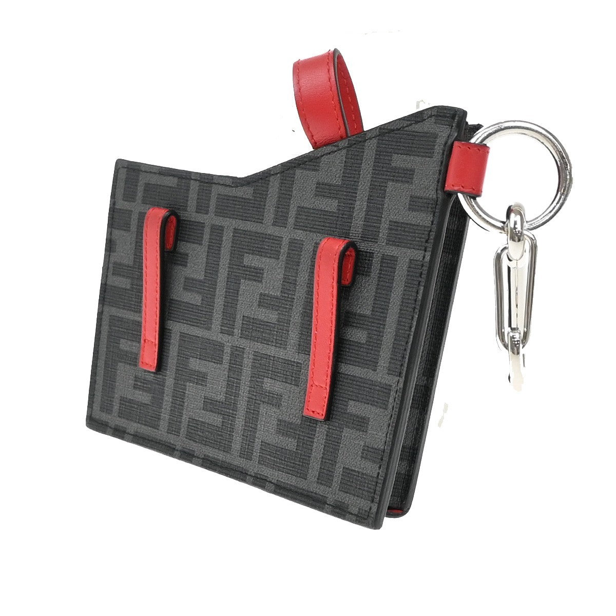 Fendi Charm Key Holder Zucca canvas, BLACK, CANVAS, Charms and Keychains