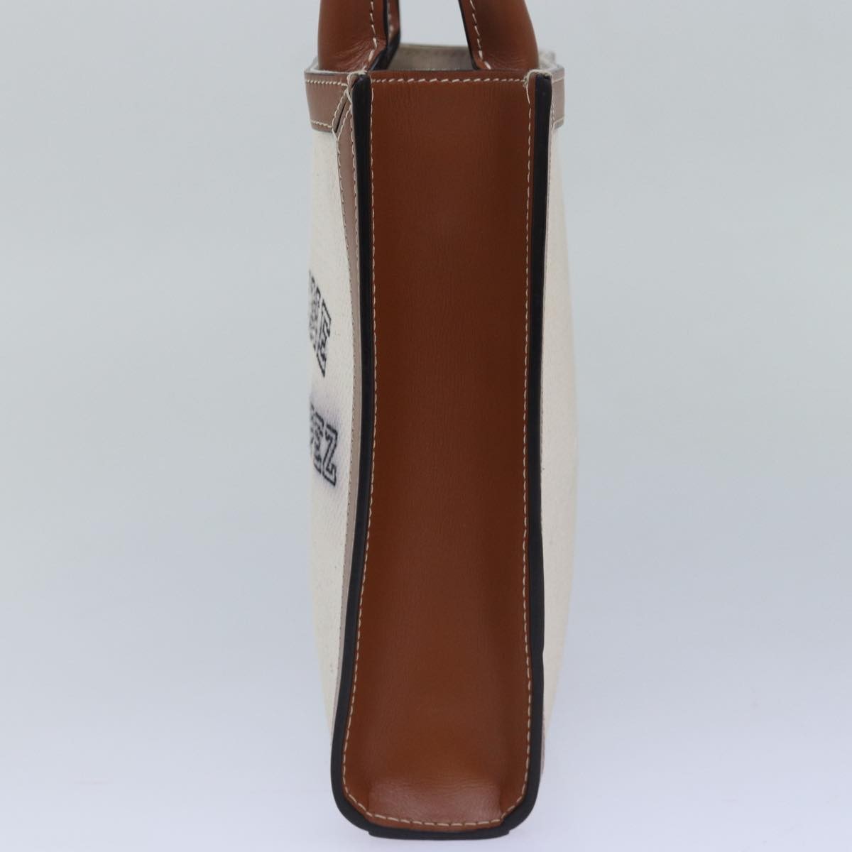 Celine Vertical Cabas Tote Canvas with Leather, WHITE, CANVAS, Handbag