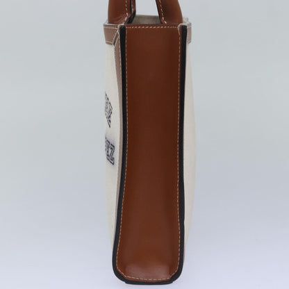 Celine Vertical Cabas Tote Canvas with Leather, WHITE, CANVAS, Handbag