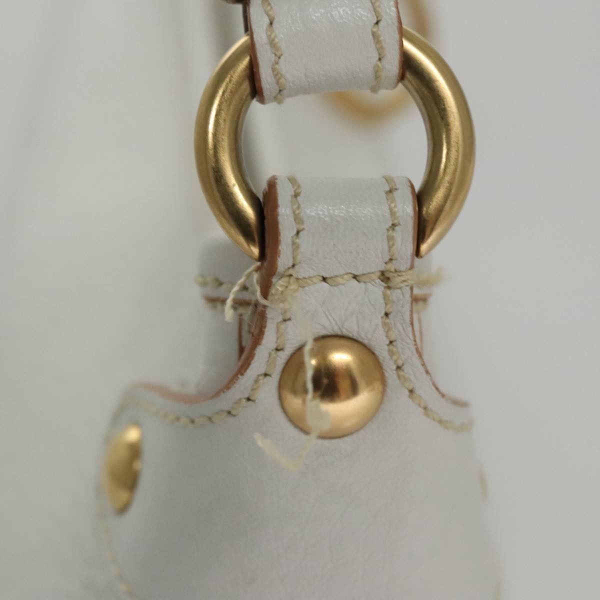 Salvatore Ferragamo Gancini Shoulder Bag Leather, WHITE, LEATHER, Shoulder bag