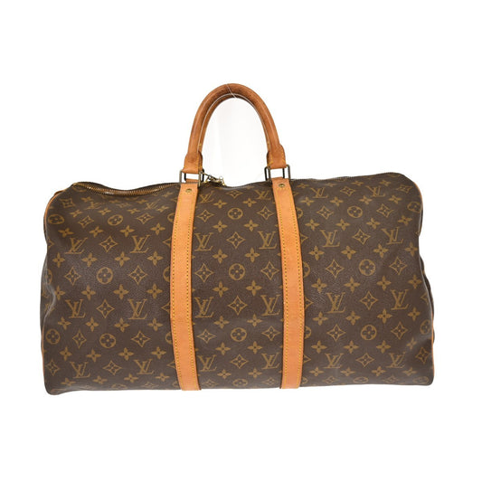 Louis Vuitton Keepall Bag Monogram Canvas, BROWN, CANVAS,LEATHER, Handbag