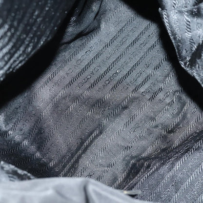 Prada Convertible Metal Handle Satchel Quilted Tessuto, BLACK, NYLON, Tote bag