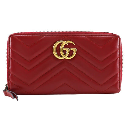 Gucci GG Marmont Zip Around Wallet Matelasse Leather, RED, LEATHER, Wallets