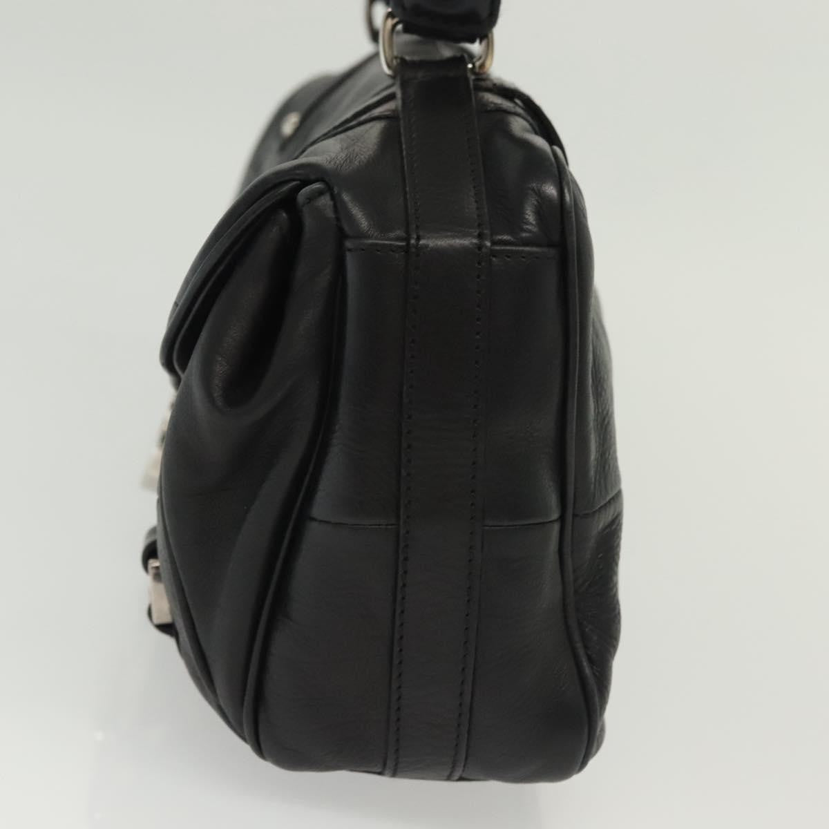 Salvatore Ferragamo Gancini handbag Leather, BLACK, LEATHER, Handbag