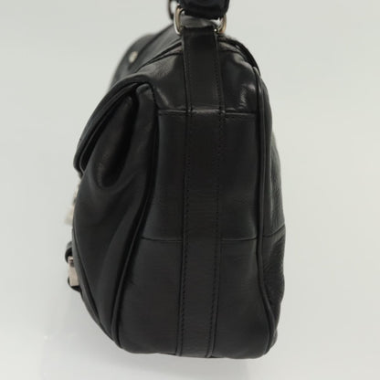 Salvatore Ferragamo Gancini handbag Leather, BLACK, LEATHER, Handbag