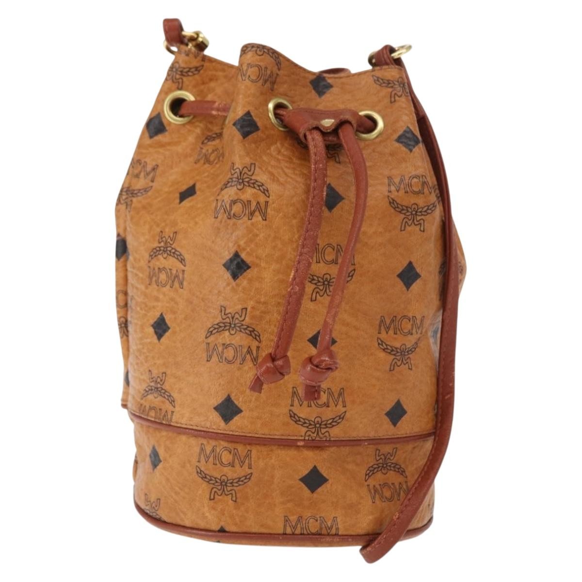 MCM Visetos Shoulder bag Canvas and Leather, BROWN, CANVAS, Shoulder bag