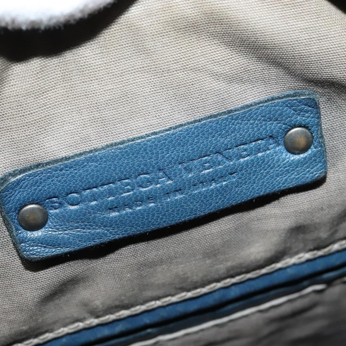 Bottega Veneta Flat Messenger Bag Intrecciato Nappa, BLUE, LEATHER, Shoulder bag