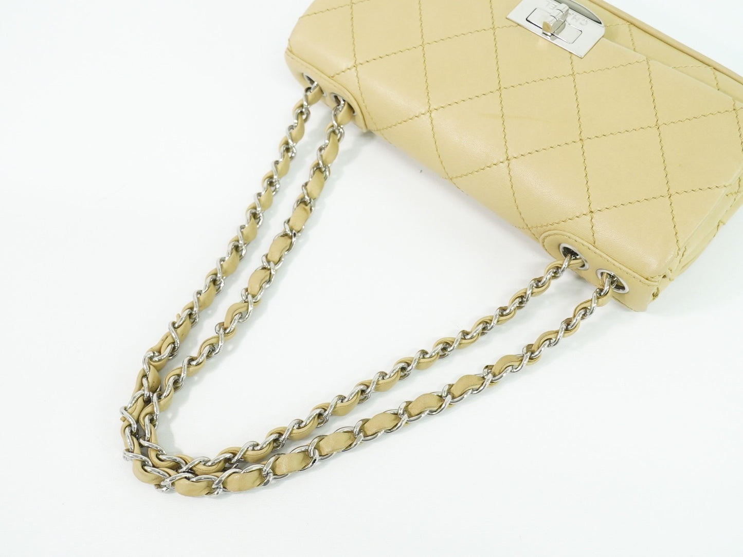Chanel Reissue 2.55 Flap Bag Quilted Lambskin, BEIGE, LEATHER, Shoulder bag