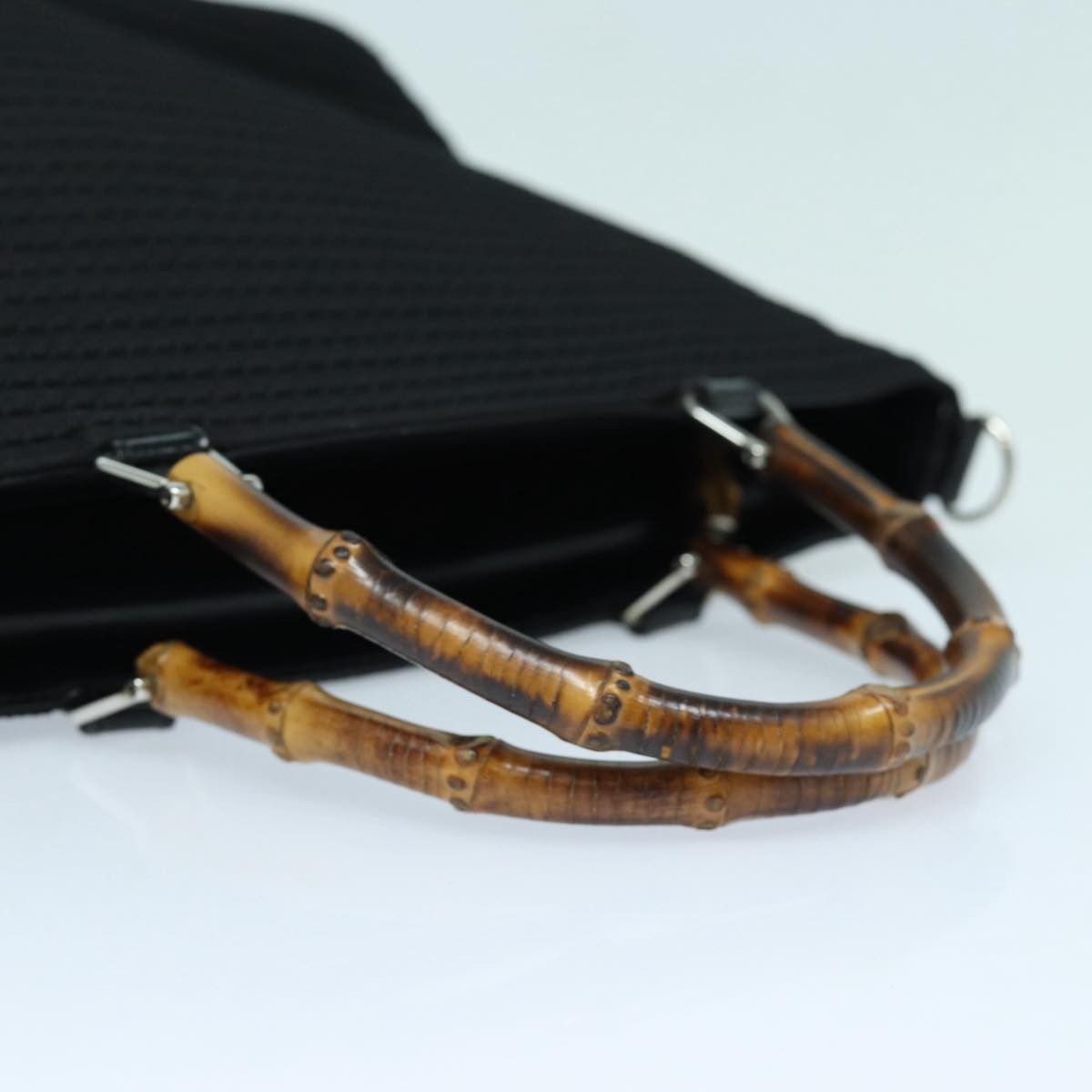 Gucci Vintage Bamboo Handle Tote Canvas, BLACK, CANVAS, Tote bag