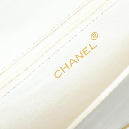 Chanel Vintage CC Full Flap Bag Quilted Lambskin, White, Leather, Shoulder Bag