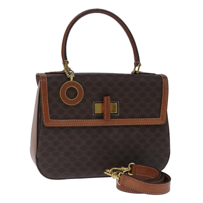 Celine Vintage Convertible Top Handle Bag Macadam Coated Canvas, Brown, Canvas, Handbag