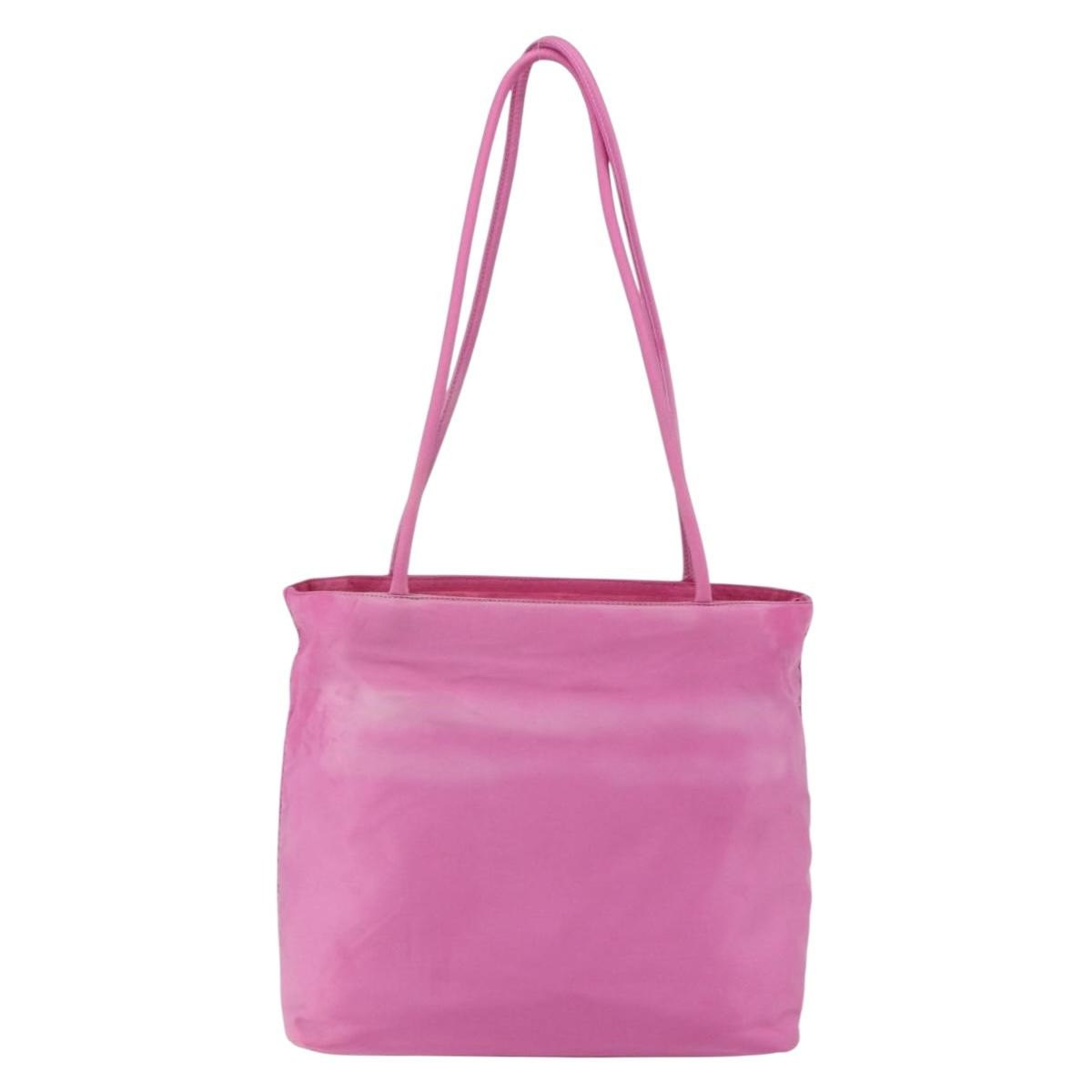 Prada Vintage Zip Tote Tessuto, PINK, NYLON, Tote bag