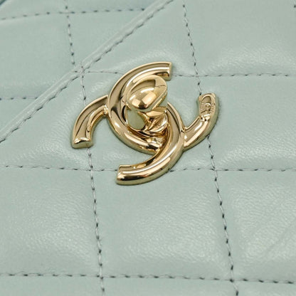 Chanel Trendy CC Clutch with Chain Quilted Lambskin, BLUE, LEATHER, Shoulder bag