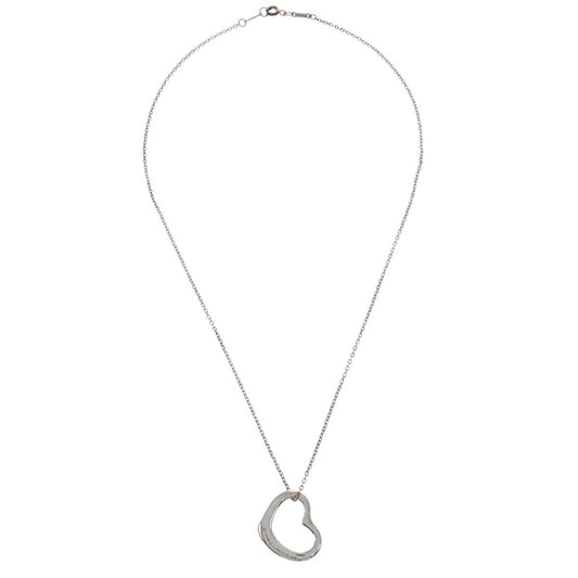 Tiffany & Co. Elsa Peretti Open Heart Pendant Necklace Sterling Silver, SILVER, SILVER, Necklace