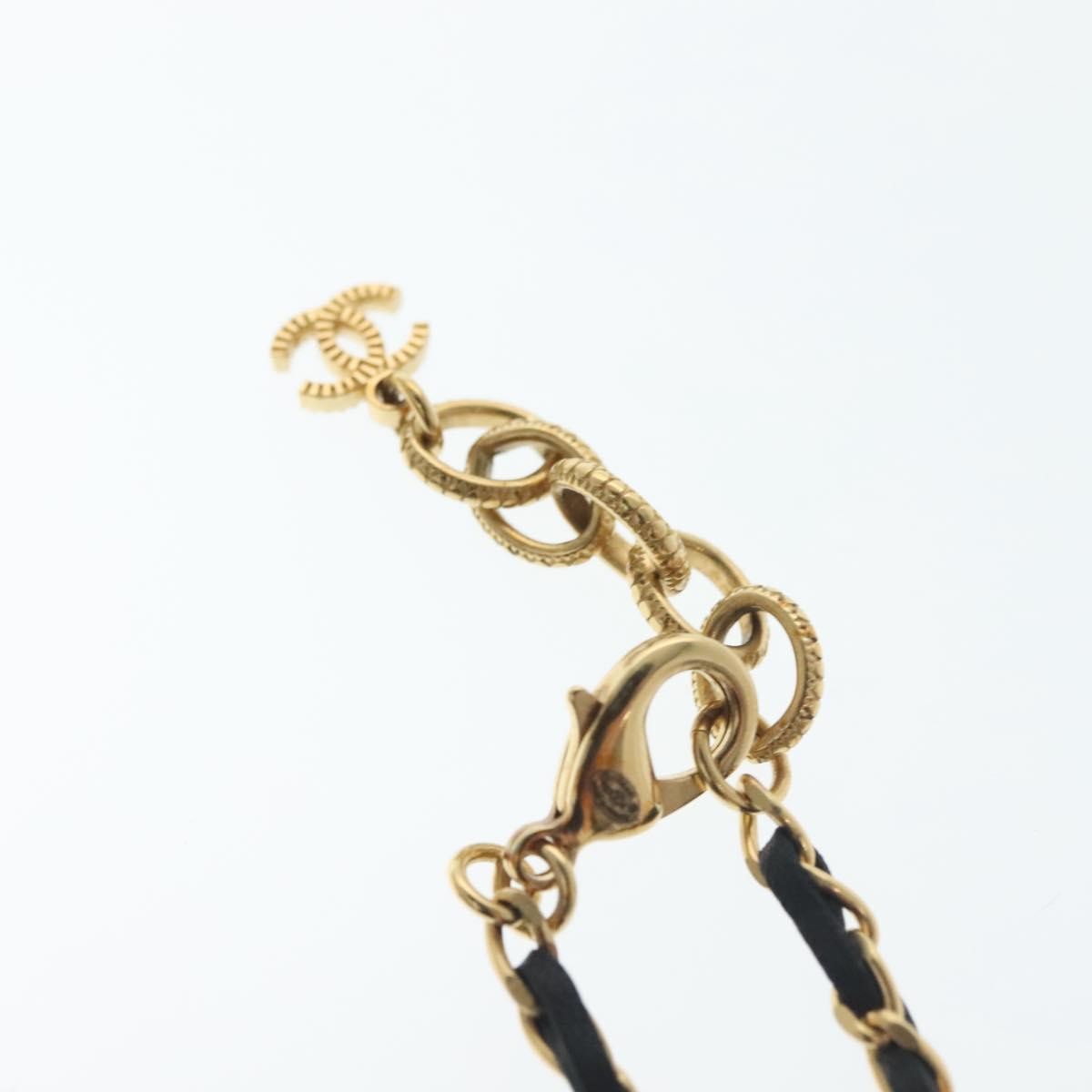 "Chanel CC Perfume Bottle Pendant Chain Long Necklace Metal with Leather, Crystals and Faux Pearl", GOLD, METAL, Necklace