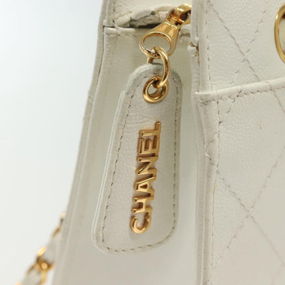 Chanel CC Shoulder Bag Quilted Caviar, WHITE, LEATHER, Shoulder bag