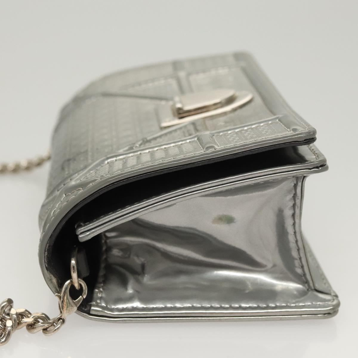 Christian Dior Diorama Wallet on Chain Enamel, SILVER, PATENT_LEATHER, Shoulder bag