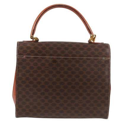 Celine Vintage Convertible Top Handle Bag Macadam Coated Canvas, BROWN, CANVAS, Handbag