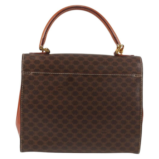 Celine Vintage Convertible Top Handle Bag Macadam Coated Canvas, BROWN, CANVAS, Handbag