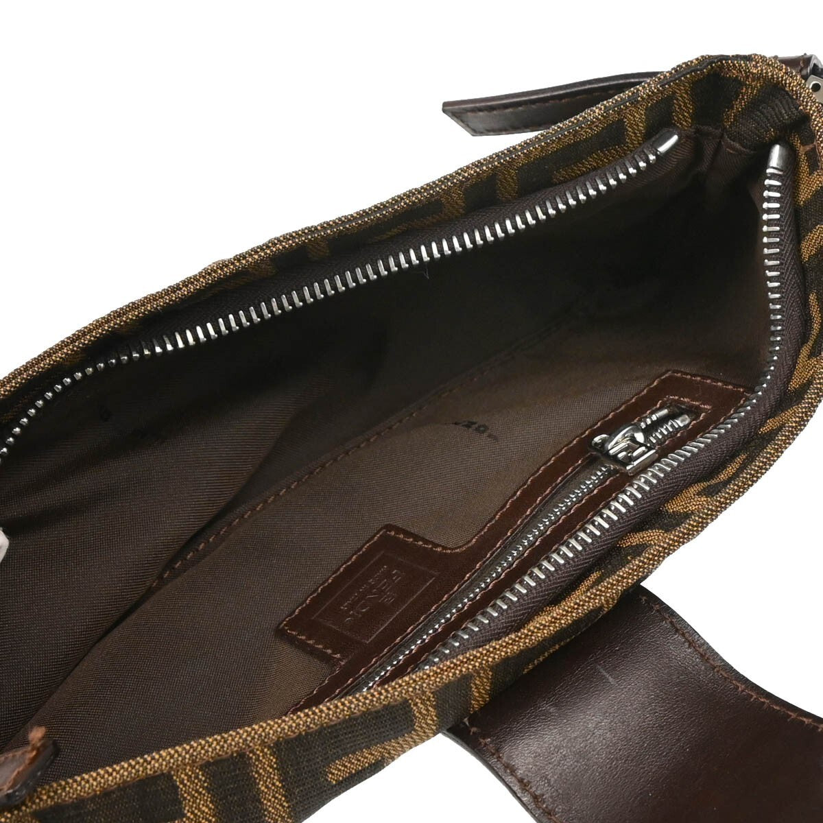 Fendi Baguette Pochette Zucca Canvas, BROWN, CANVAS, Shoulder bag