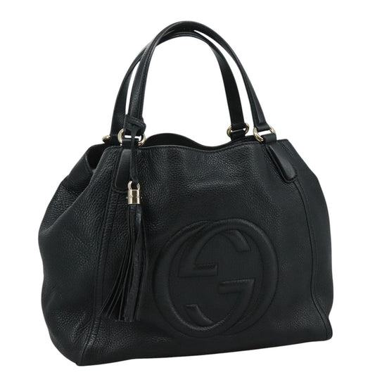 Gucci Soho Shoulder Bag Leather, BLACK, LEATHER, Handbag