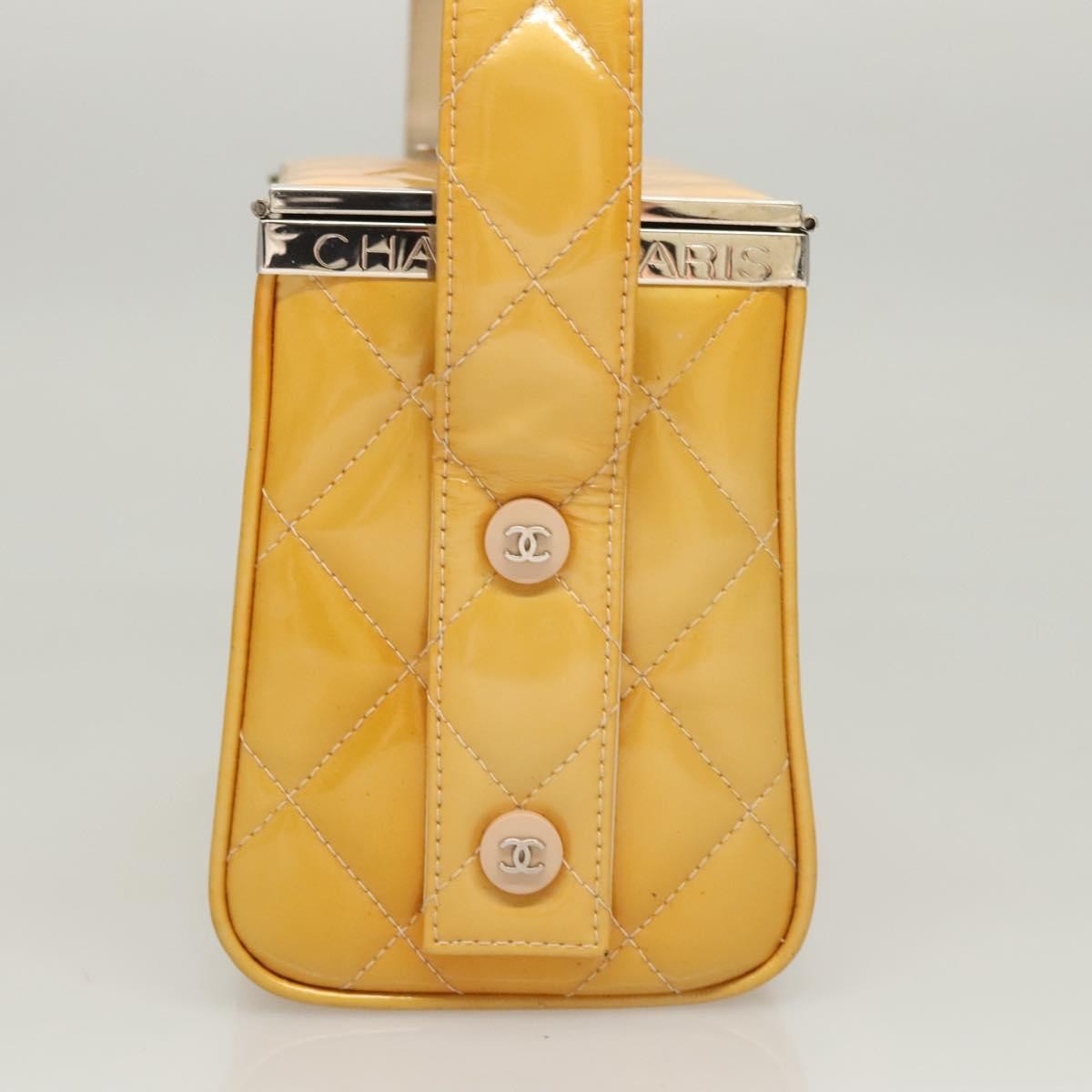 Chanel Vintage Metal Box Bag Quilted Lambskin, YELLOW, PATENT_LEATHER, Handbag