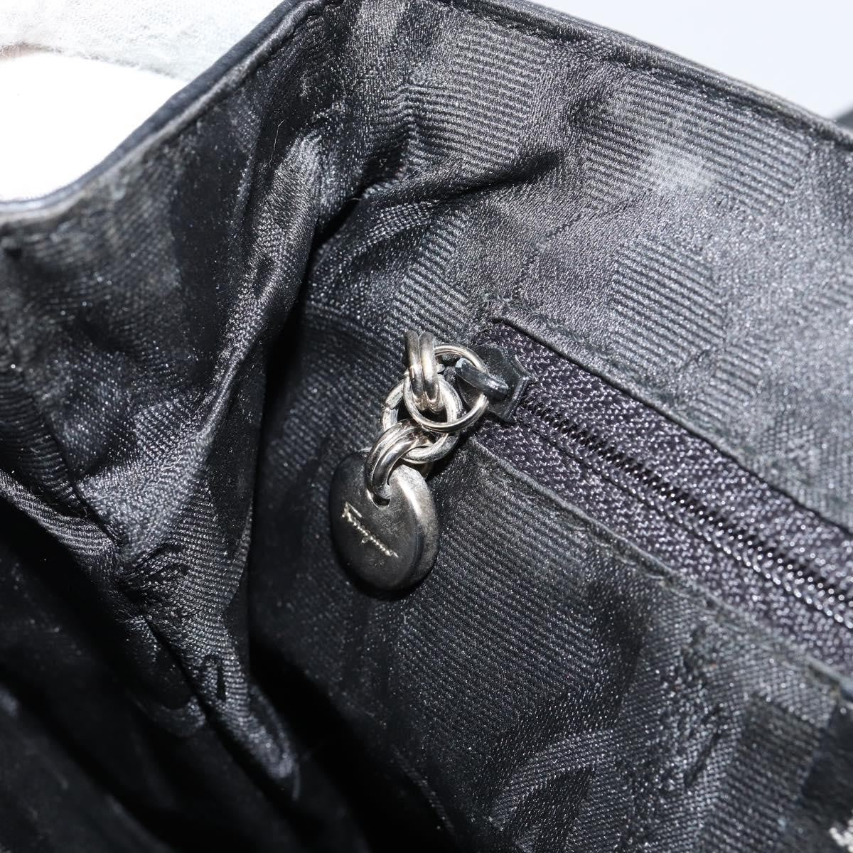 Salvatore Ferragamo Gancini Shoulder Bag Leather, BLACK, LEATHER, Shoulder bag